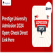 Prestige University Admission 2024 Open; Check Direct Link Here